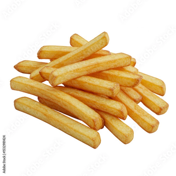 Obraz Golden Crispy French Fries on Transparent Background