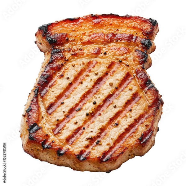 Obraz Juicy Grilled Pork Chop on Transparent Background