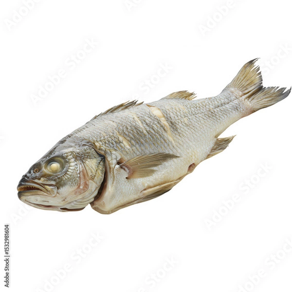Obraz Raw Fish on Transparent Background Close up of Silver Gray Seafood