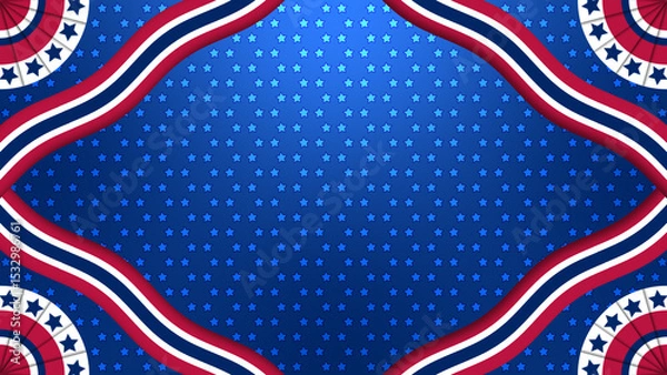 Fototapeta united states of america national flag texture background with lines, circle and blue star background with copy space. concept animation for national holiday decoration.