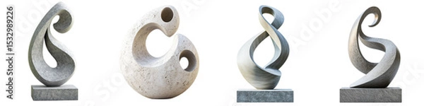 Fototapeta set of 3D icon design made of stone, 3D icon design made of stone, 3D icon made of stone, an iconic form design made of stone, 3D design on stone texture, on a transparent backgrounds