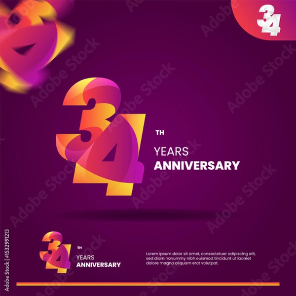Obraz 34th anniversary logo design