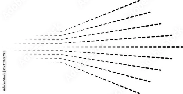 Fototapeta Parallel dashed lines radiating symmetrically from a single point in a structured layout.