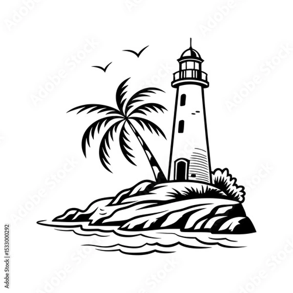 Obraz island logo design very simple vector art silhouette