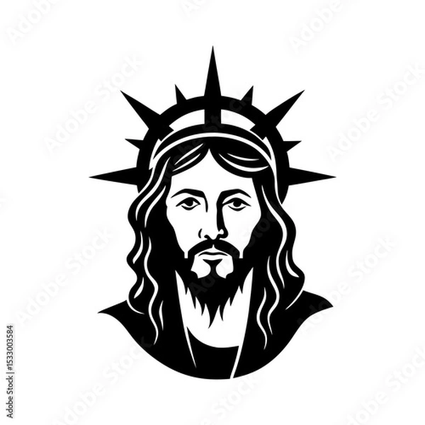 Obraz jesus and crown of thorns cross set vector art silhouette