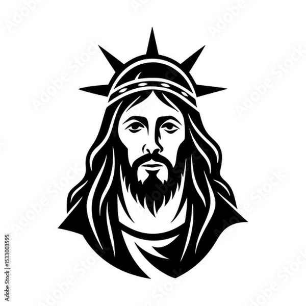 Obraz jesus and crown of thorns cross set vector art silhouette