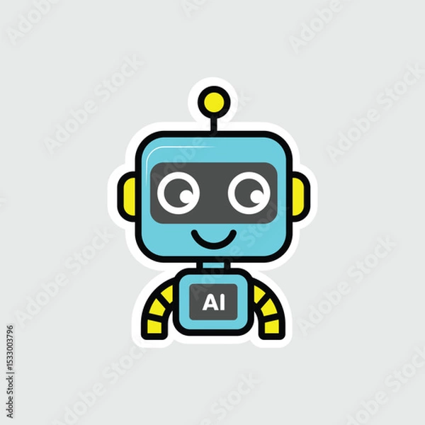 Obraz Robot in the modern age: A cheerful robot stands confidently, its circuits humming with potential, inviting you to explore the marvels of technology. This design blends elements of the digital world.