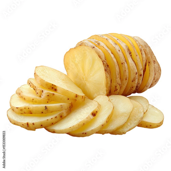 Fototapeta Sliced potato isolated on transparent background