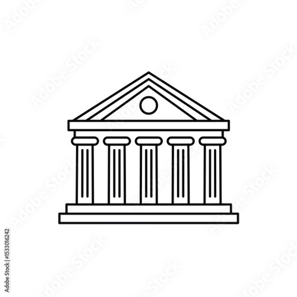 Fototapeta Outline of a classical building with columns and triangular roof  