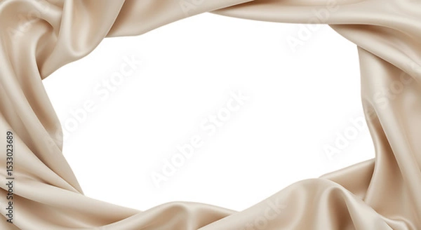 Obraz Elegant Draped Satin Cloth Forming Border Isolated


