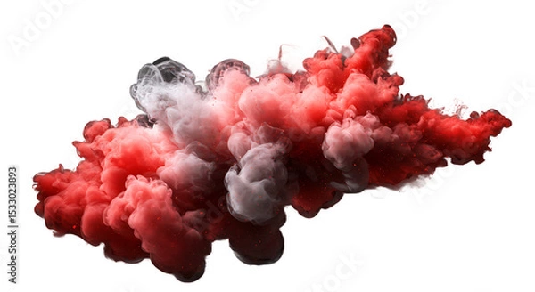Obraz Red and Black Ink Smoke Explosion on Transparent Background

