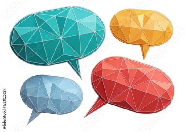 Fototapeta Creative speech bubbles illustration for effective communication digital art modern design vibrant colors