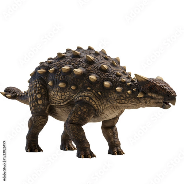 Obraz Dinosaur Model of Ankylosaurus with Club Tail on Transparent Background



