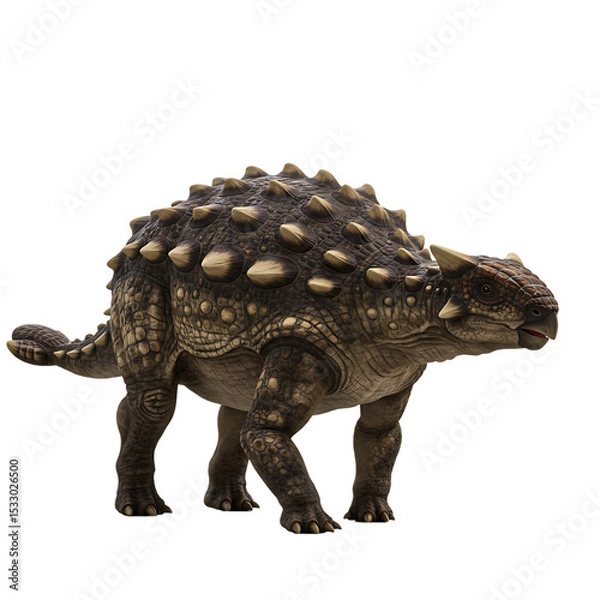 Obraz Ancient Spiked Dinosaur Ankylosaurus Rendered on Transparent Background


