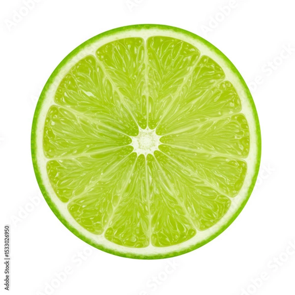 Fototapeta Slice Of Fresh Lime isolated on transparent background, PNG 