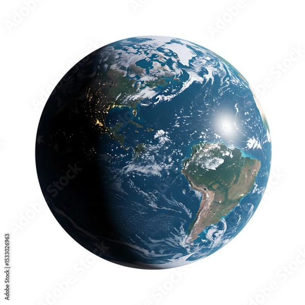 Obraz Realistic Earth Planet View from Space on Transparent Background


