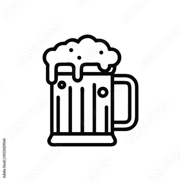 Fototapeta Frothy beer mug icon line art graphic design element