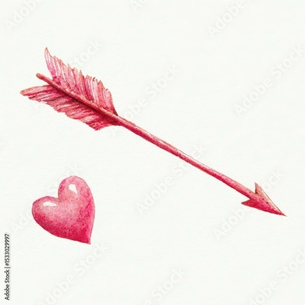 Fototapeta Valentine's Day design featuring a pink heart and arrow symbolizing love and affection