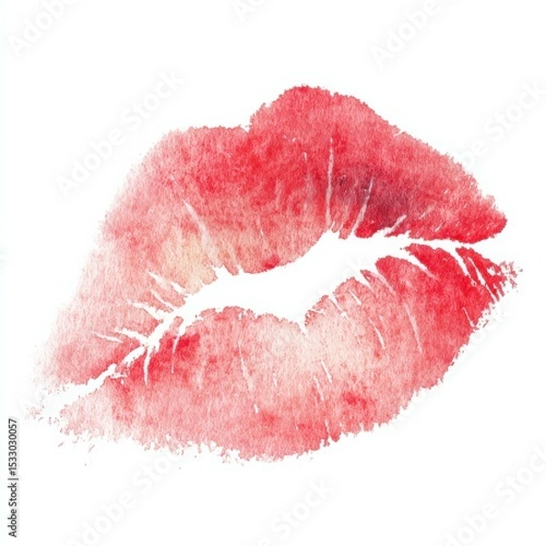 Fototapeta Red watercolor lips create a bold and expressive artwork for creative design and inspiration