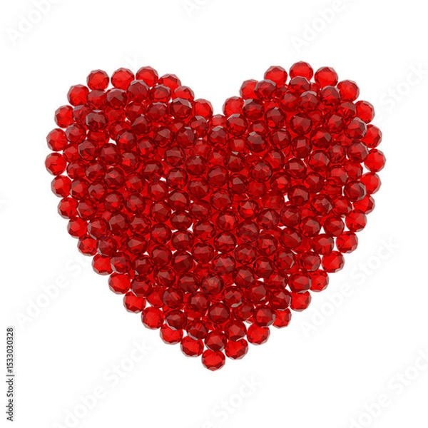 Obraz Decorative Red Crystal Heart for Romantic Design on Transparent Background


