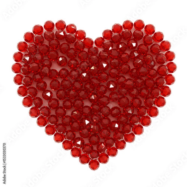 Obraz Shiny Red Beaded Heart Isolated on Transparent Background


