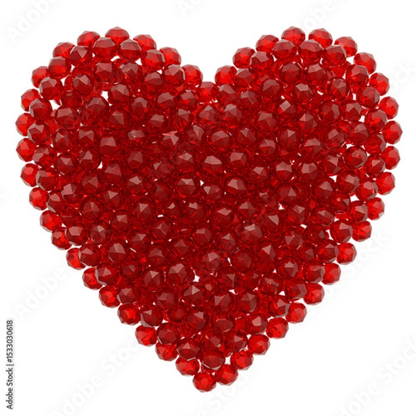 Obraz Red Crystal Heart Shape Design on Transparent Background

