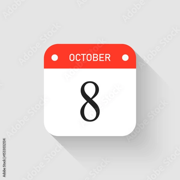 Obraz Vector icon page day calendar - 8 October month