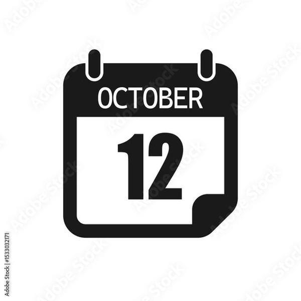 Obraz Vector icon page day calendar - 12 October month