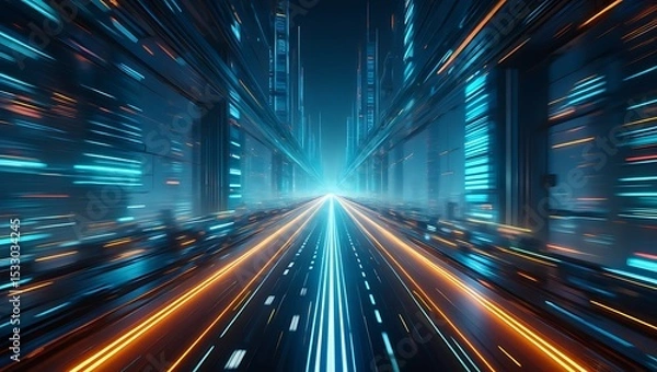 Fototapeta Navigating The Digital Landscape Of Tomorrow High Speed Access