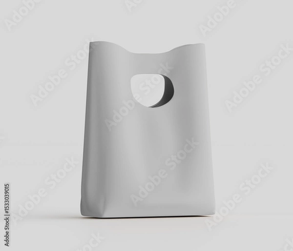 Fototapeta Light gray shopping bag studio shot for commercial use simple and modern product design photography isolated on white background
