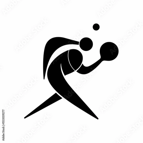 Obraz Minimalist Black and White Vector of Spherical Tennis Player Swinging Racket – Abstract Sport Concept Illustration for Fitness, Branding