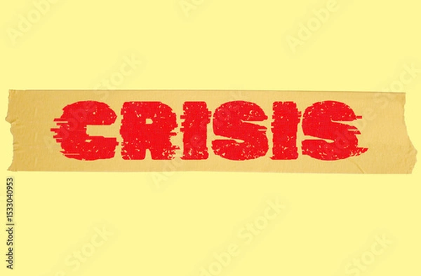 Fototapeta Word text Crisis isolated on yellow background. Background. Banner.