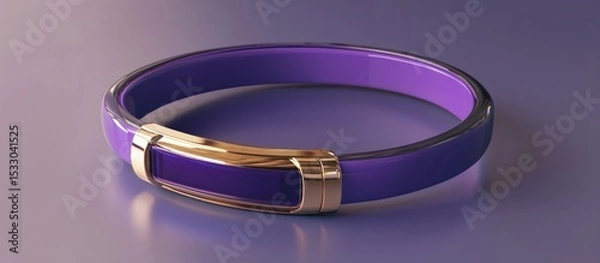 Fototapeta Close up of a purple bracelet with a gold clasp on a purple surface in soft lighting