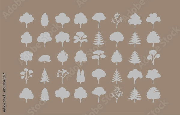 Obraz Collection of various tree silhouettes for design