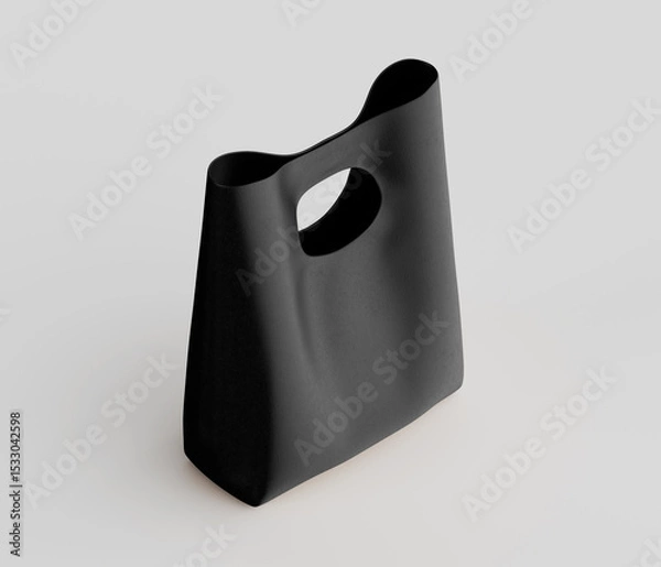 Fototapeta Minimalist rendered tote bag in matte black finish isolated on white background showcasing modern design elements and versatile application for commercial product presentations