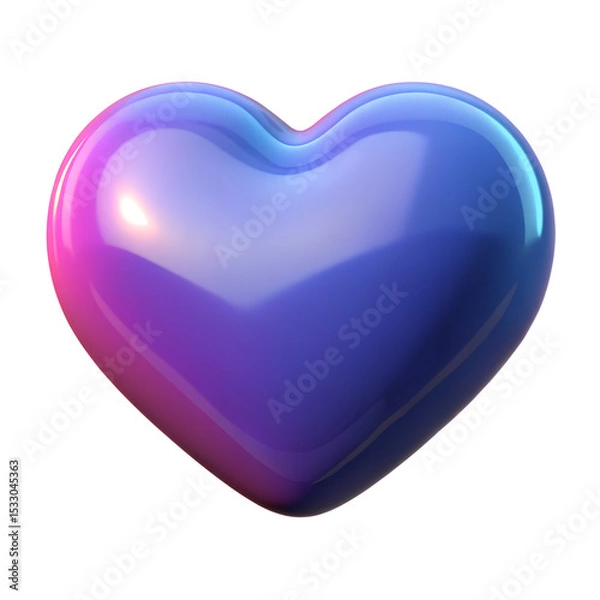 Obraz 3d blue glass heart on a transparent background