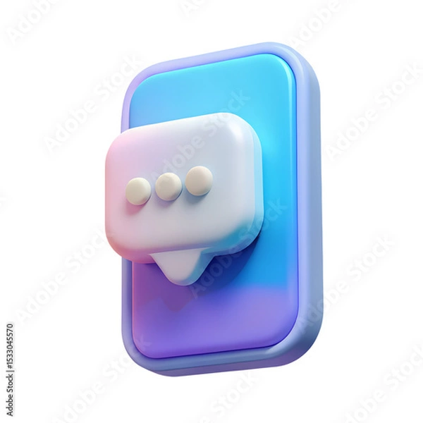 Obraz 3D mobile phone icon with chat bubble overlay on a transparent background