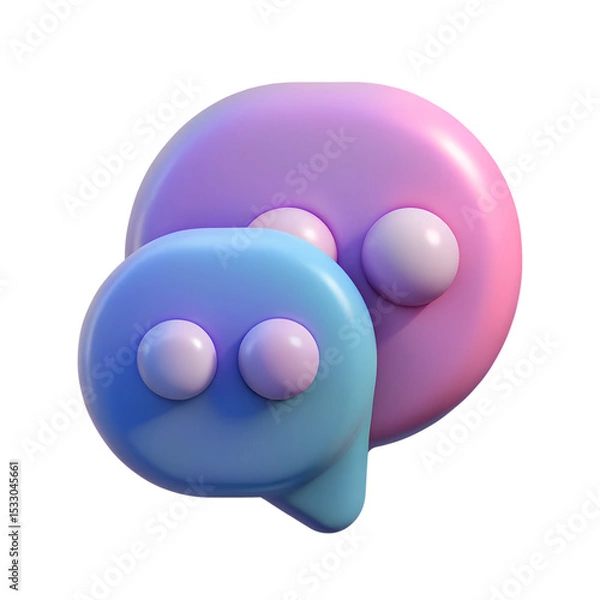 Obraz 3d double bubble chat on a transparent background