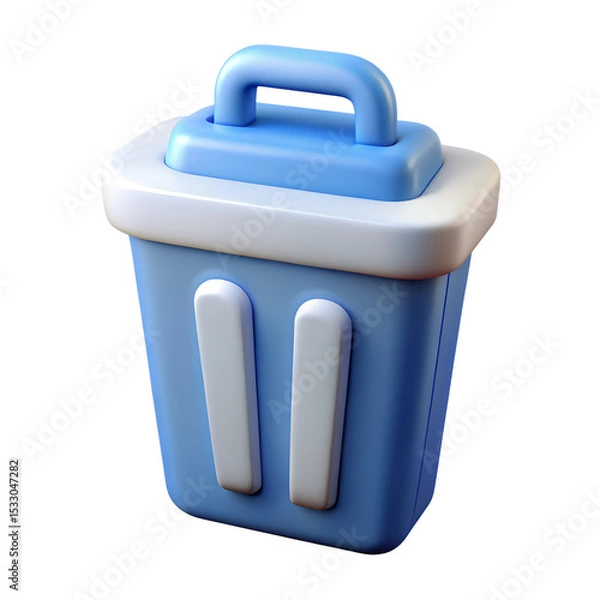 Obraz 3d blue trash can on a transparent backgrouund