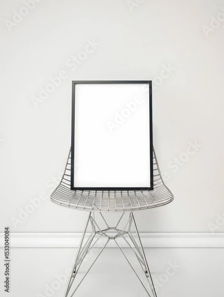 Obraz Poster frame on the chair, background.