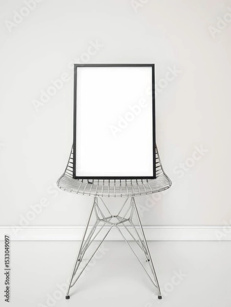 Obraz Poster frame on the chair, background.