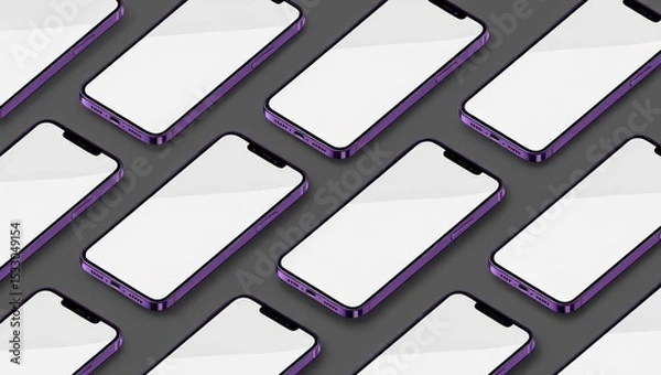 Obraz Phone with blank screen isolated on black background. Mockup and banner template for text or product.