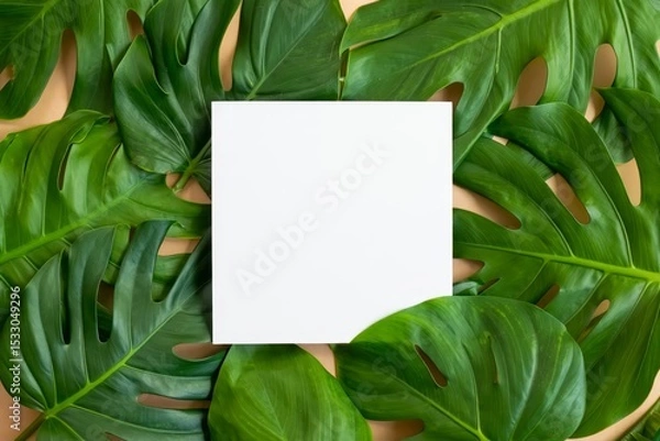 Obraz Monstera leaves background with a space for a text.