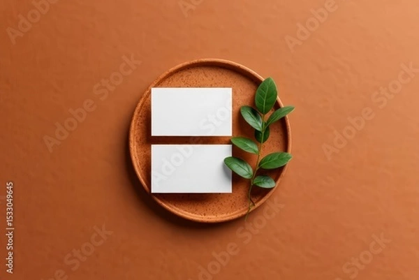 Obraz Clean minimal business card mockup on stone plate.