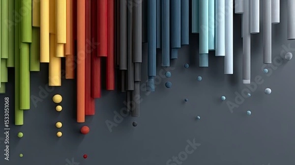 Fototapeta Symmetrical arrangement of vibrant colors creates a stunning effect against a dark background, highlighting each unique tone with clarity