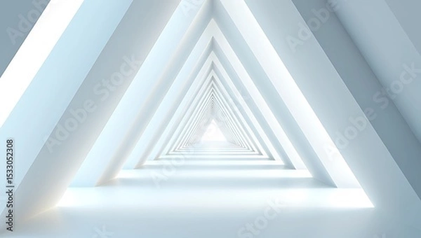 Fototapeta Captivating Light Through Infinite Triangular Tunneling Interior Space