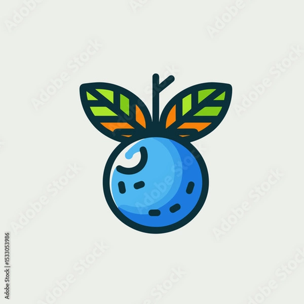 Fototapeta Blueberries with vibrant leaves in a fresh design and copy space