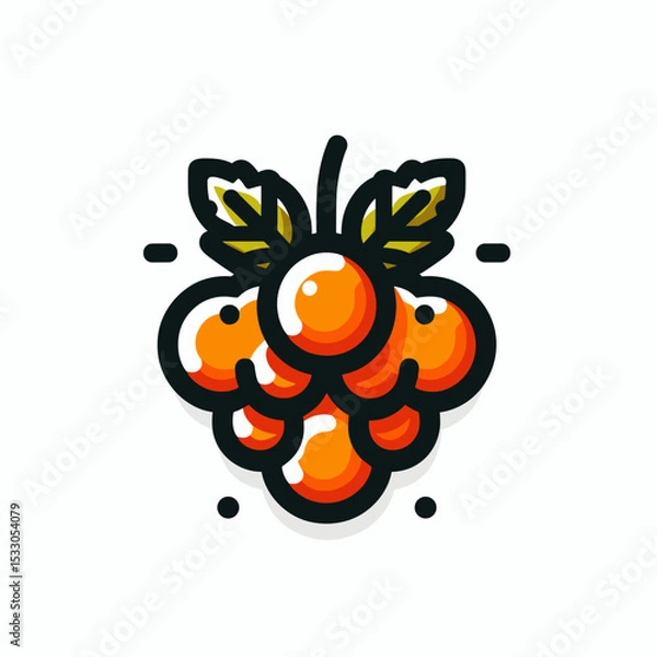 Fototapeta Cloudberries on a branch with vibrant leaves in a colorful design and copy space