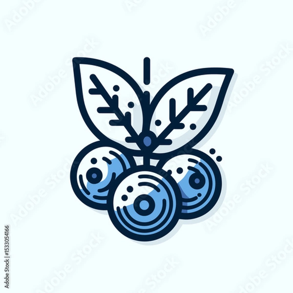 Fototapeta Blueberries on a branch with leaves in a fresh design and copy space