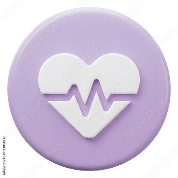 Obraz 3D Purple Circular Heart Icon with White ECG Line, Representing Health and Wellness